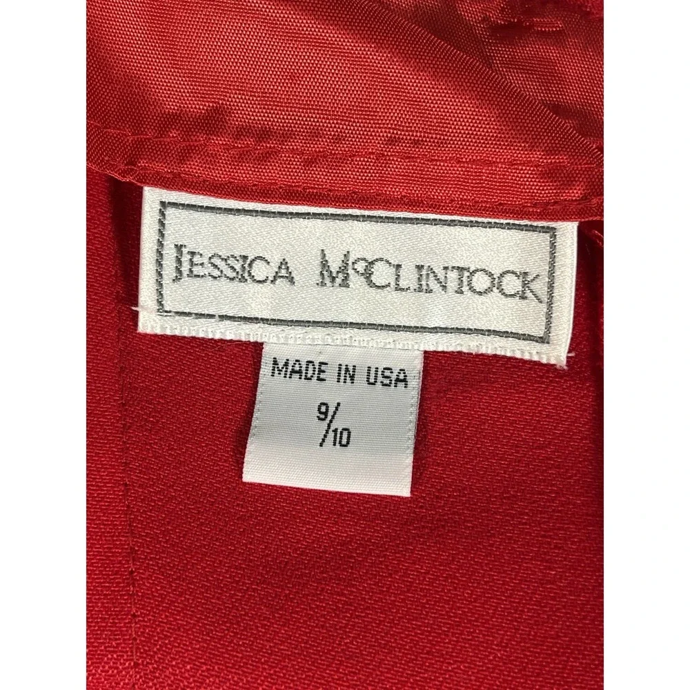 Vintage 1990's Jessica McClintock Red Prom Gown Rhinestone Neckline Sz 9/10‎